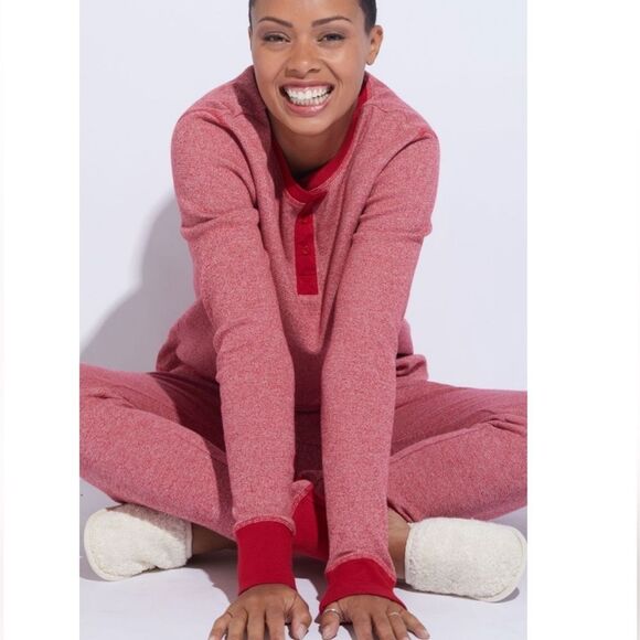 Pact Other - PACT ORGANIC THERMAL HENELY RED PAJAMA SET WOMENS SMALL